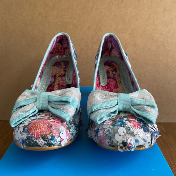 Irregular Choice “Lady Banjoe” Mid-Heel Blue Sequin Court Shoe Size UK 8/EU 42 - Picture 7 of 12